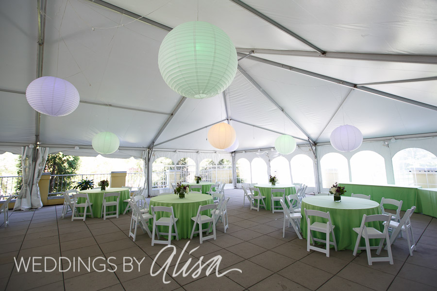 Green and Purple wedding details at Mellon Park ceremony